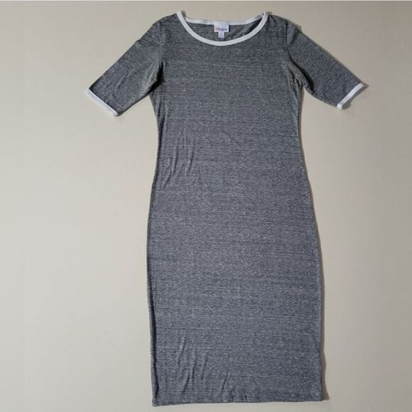 LuLaRoe Women's Gray Julia Midi Tshirt Dress - Picture 1 of 9